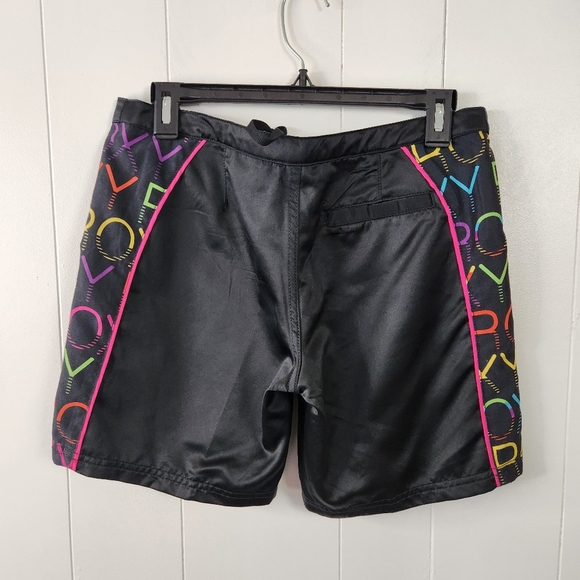 Roxy Swim Black Board Shorts Lace-Up Surf Long Bermuda Short Trunks Beach 3 - Picture 2 of 11